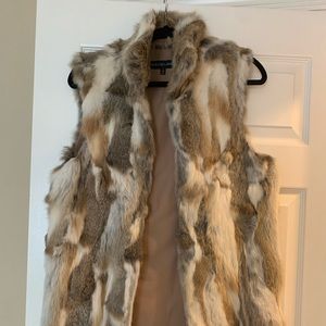 Adrienne Landau Real Rabbit Fur Vest Size Medium Tan